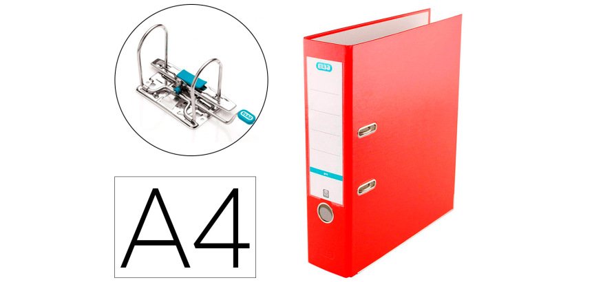 Archivador de palanca elba top carton compacto polipropileno con rado din a4 lomo de 80 mm rojo