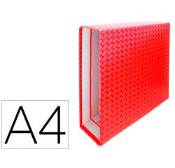 Caja archivador de palanca carton forrado elba din a4 lomo 85 mm rojo