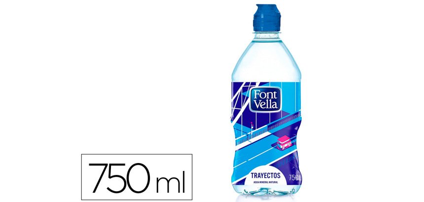 Agua mineral natural font vella botella de 750 ml