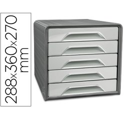 Fichero cajones de sobremesa cep smoove 5 cajones color gris 288x360x270 mm