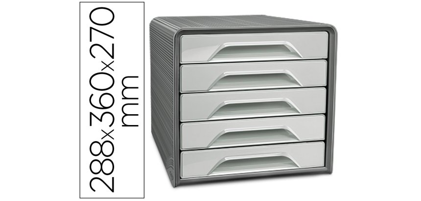 Fichero cajones de sobremesa cep smoove 5 cajones color gris 288x360x270 mm