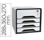 Fichero cajones de sobremesa cep smoove secure con cerradura 4 cajones color blanco/negro 288x360x270 mm