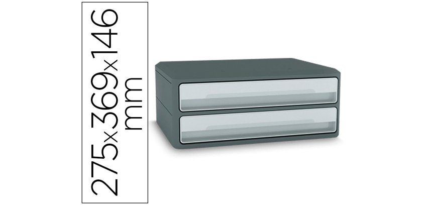 Fichero cajones de sobremesa cep moov up reciclado 80% 2 cajones color gris 275x369x146 mm