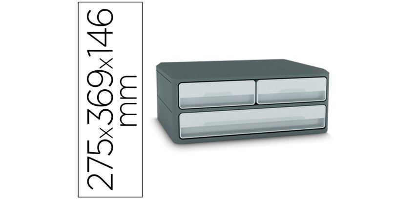 Fichero cajones de sobremesa cep moov up reciclado 80% 3 cajones color gris 275x369x146 mm