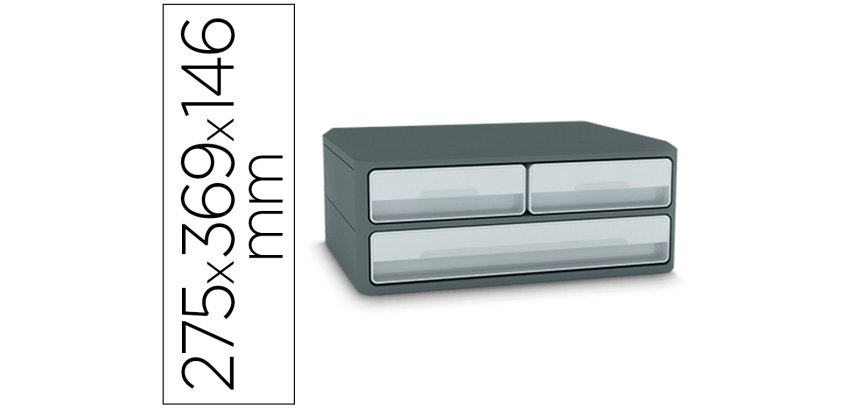 Fichero cajones de sobremesa cep moov up reciclado 80% 3 cajones color gris 275x369x146 mm