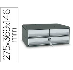 Fichero cajones de sobremesa cep moov up reciclado 80% con cerradura reciclado 80% 3 cajones color gris