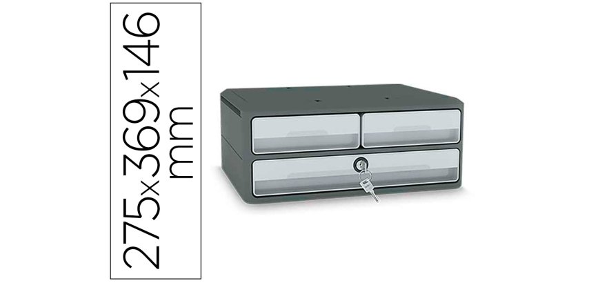 Fichero cajones de sobremesa cep moov up reciclado 80% con cerradura reciclado 80% 3 cajones color gris