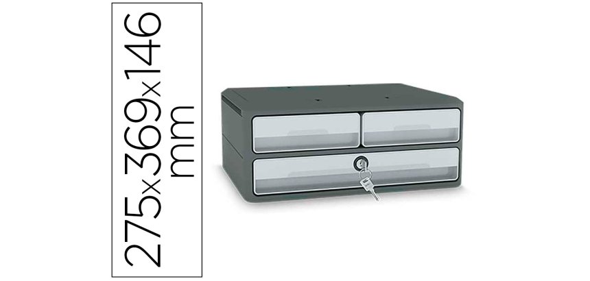 Fichero cajones de sobremesa cep moov up reciclado 80% con cerradura reciclado 80% 3 cajones color gris