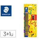 Lapices de grafito staedtler noris n.2 hb blister promocional 120 anivers de 3 uds + afilalapiz con deposito