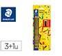 Lapices de grafito staedtler noris n.2 hb blister promocional 120 anivers de 3 uds + afilalapiz con deposito
