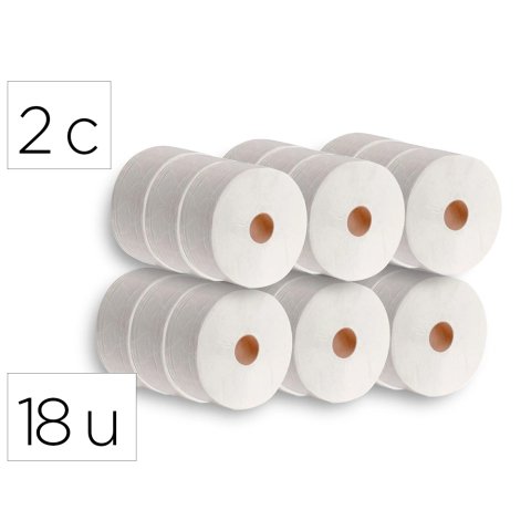 Papel higienico dahi jumbo 2 capas celulosa blanca 140 m mandril 45 mm paquete de 18 rollos