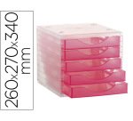 Fichero cajones de sobremesa archivo 2000 apilable 5 cajones fucsia translucido 260x270x340 mm