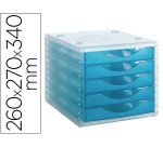 Fichero cajones de sobremesa archivo 2000 apilable 5 cajones lagoon translucido 260x270x340 mm