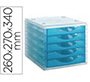 Fichero cajones de sobremesa archivo 2000 apilable 5 cajones lagoon translucido 260x270x340 mm