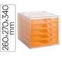 Fichero cajones de sobremesa archivo 2000 apilable 5 cajones naranja translucido 260x270x340 mm