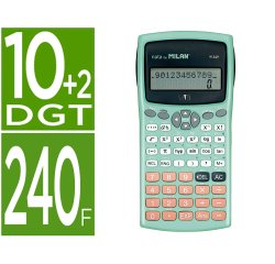 Calculadora milan cientifica m240 silver 2 lineas 240 funciones 10+2 digitos color verde turquesa con tapa color