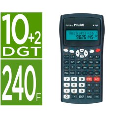 Calculadora milan cientifica m240 black 2 lineas 240 funciones 10+2 digitos color negra con tapa color gris