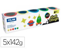 Pasta milan para modelar soft dough neon caja de 5 botes colores surtidos 142 g