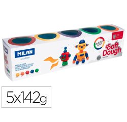Pasta milan para modelar soft dough glitter caja de 5 botes colores surtidos 142 g