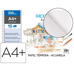 Bloc dibujo acuarela sadipal fabriano espiral din a4+ 10 hojas 350 g/m2 grano suave