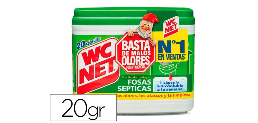 Elimina olores wc net fosas septicas capsula de 18 g caja de 20 unidades