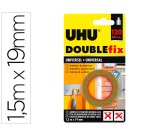 Cinta adhesiva uhu doublefix marron doble cara extra fuerte 1,5 m x 19 mm