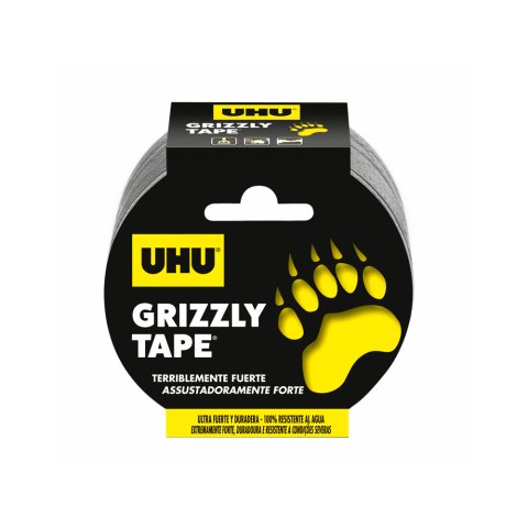 Cinta adhesiva uhu americana grizzly tape ultrafuerte color plata 10 m x 48 mm