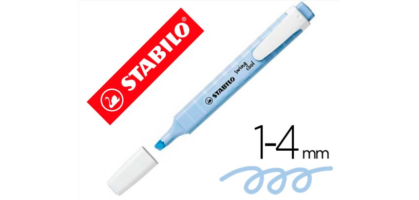 Rotulador stabilo fluorescente fino swing cool pastel azul nublado