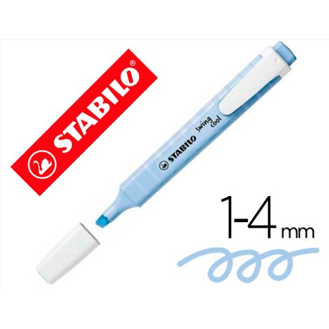 Rotulador stabilo fluorescente fino swing cool pastel azul nublado