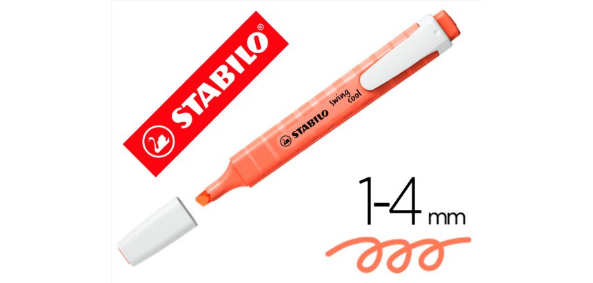 Rotulador stabilo fluorescente fino swing cool pastel coral meloso