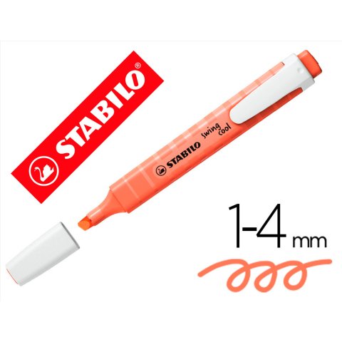 Rotulador stabilo fluorescente fino swing cool pastel coral meloso