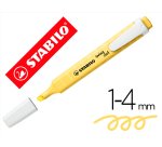 Rotulador stabilo fluorescente fino swing cool pastel amarillo cremoso