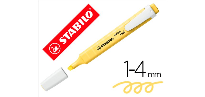 Rotulador stabilo fluorescente fino swing cool pastel amarillo cremoso
