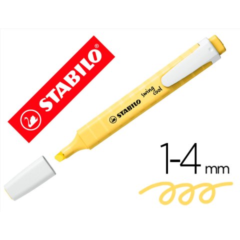 Rotulador stabilo fluorescente fino swing cool pastel amarillo cremoso