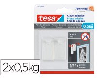 Clavo autoadhesivo tesa sujecion hasta 0,5 kg uso paredes pintadas removible blister de 2 unidades