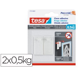 Clavo autoadhesivo tesa sujecion hasta 0,5 kg uso paredes pintadas removible blister de 2 unidades