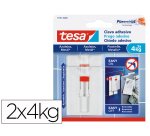 Clavo autoadhesivo tesa sujecion hasta 4 kg uso azulejos removible blister de 2 unidades