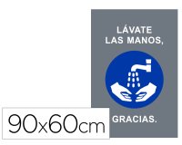 Alfombra para suelo de paso novus lavate las manos gracias fondo gris 90x60 cm