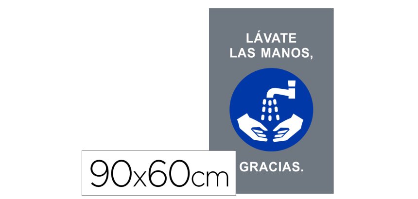 Alfombra para suelo de paso novus lavate las manos gracias fondo gris 90x60 cm