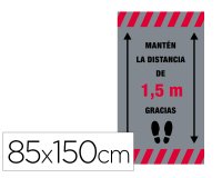 Alfombra para suelo de paso novus manten la distancia de 1,5 m gracias fondo gris 85x150 cm