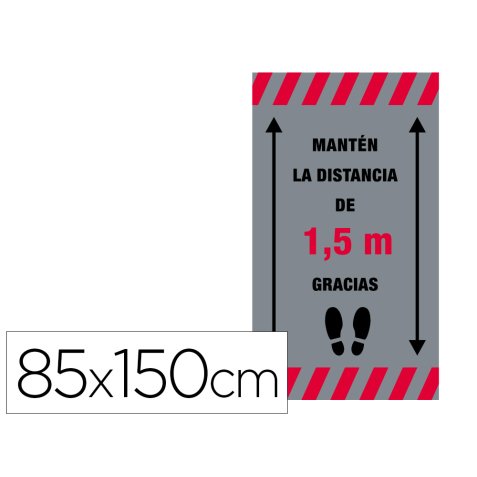 Alfombra para suelo de paso novus manten la distancia de 1,5 m gracias fondo gris 85x150 cm