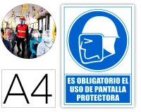 Pictograma archivo 2000 obligatorio uso de pantalla protectora pvc color azul 210x297 mm