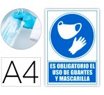 Pictograma archivo 2000 obligatorio el uso de guantes y mascarilla pvc color azul 210x297 mm