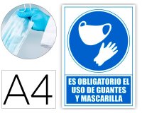 Pictograma archivo 2000 obligatorio el uso de guantes y mascarilla pvc color azul 210x297 mm