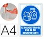 Pictograma archivo 2000 obligatorio el uso de gel desinfectante pvc color azul 210x297 mm