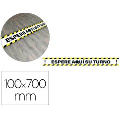 Pictograma archivo 2000 espere su turno mantega la distancia de seguridad vinilo adhesivo amarillo 100x700 mm