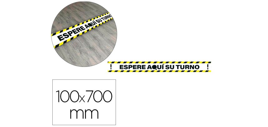 Pictograma archivo 2000 espere su turno mantega la distancia de seguridad vinilo adhesivo amarillo 100x700 mm