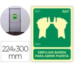 Pictograma archivo 2000 empujar barra para abrir puerta pvc verde luminiscente 224x300 mm