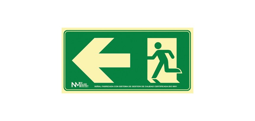 Pictograma archivo 2000 salida de emergencia izquierda pvc verde luminiscente 160x320 mm