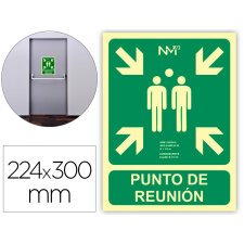 Pictograma archivo 2000 punto de reunion pvc verde luminiscente 224x300 mm